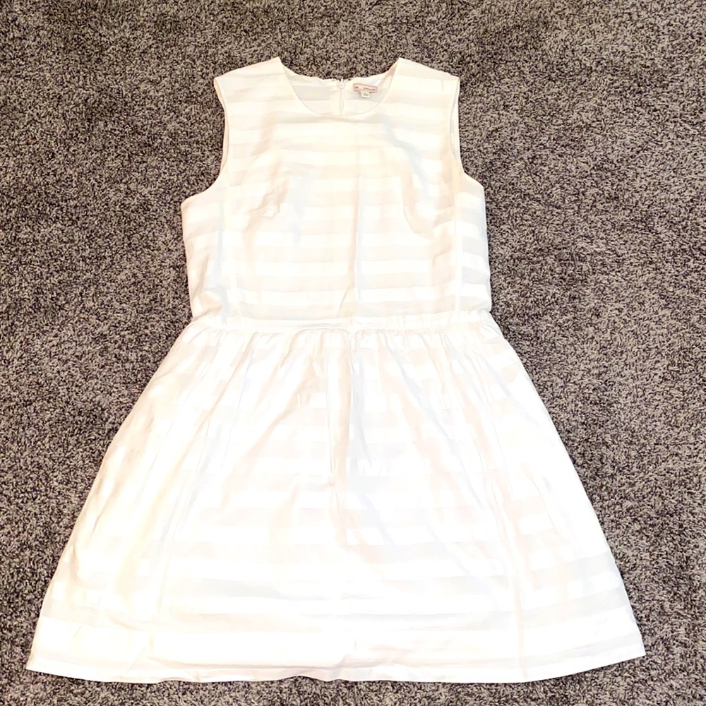 White striped, linen dress.